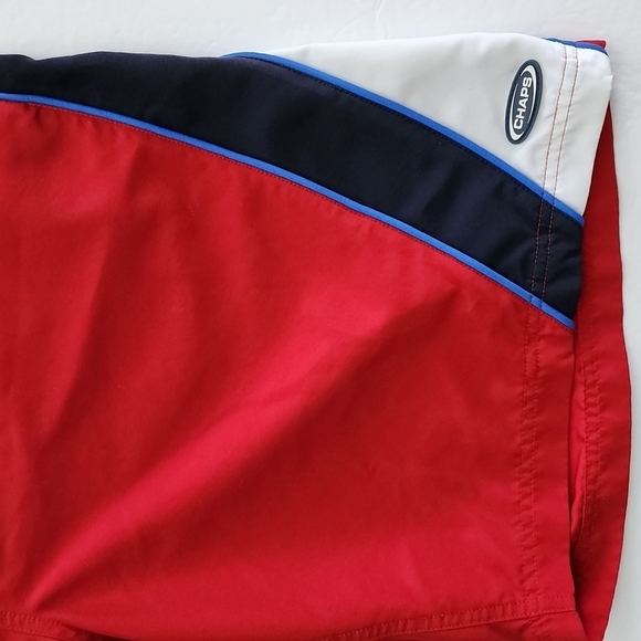 Chaps Men's Board Red Black White  Stripes Shorts Swim Trunks Key Pocket Size 36 - Picture 4 of 14